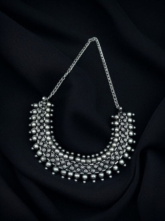 Traditional Oxidized Silver Plated Choker Necklace – Perfect for Festivals
